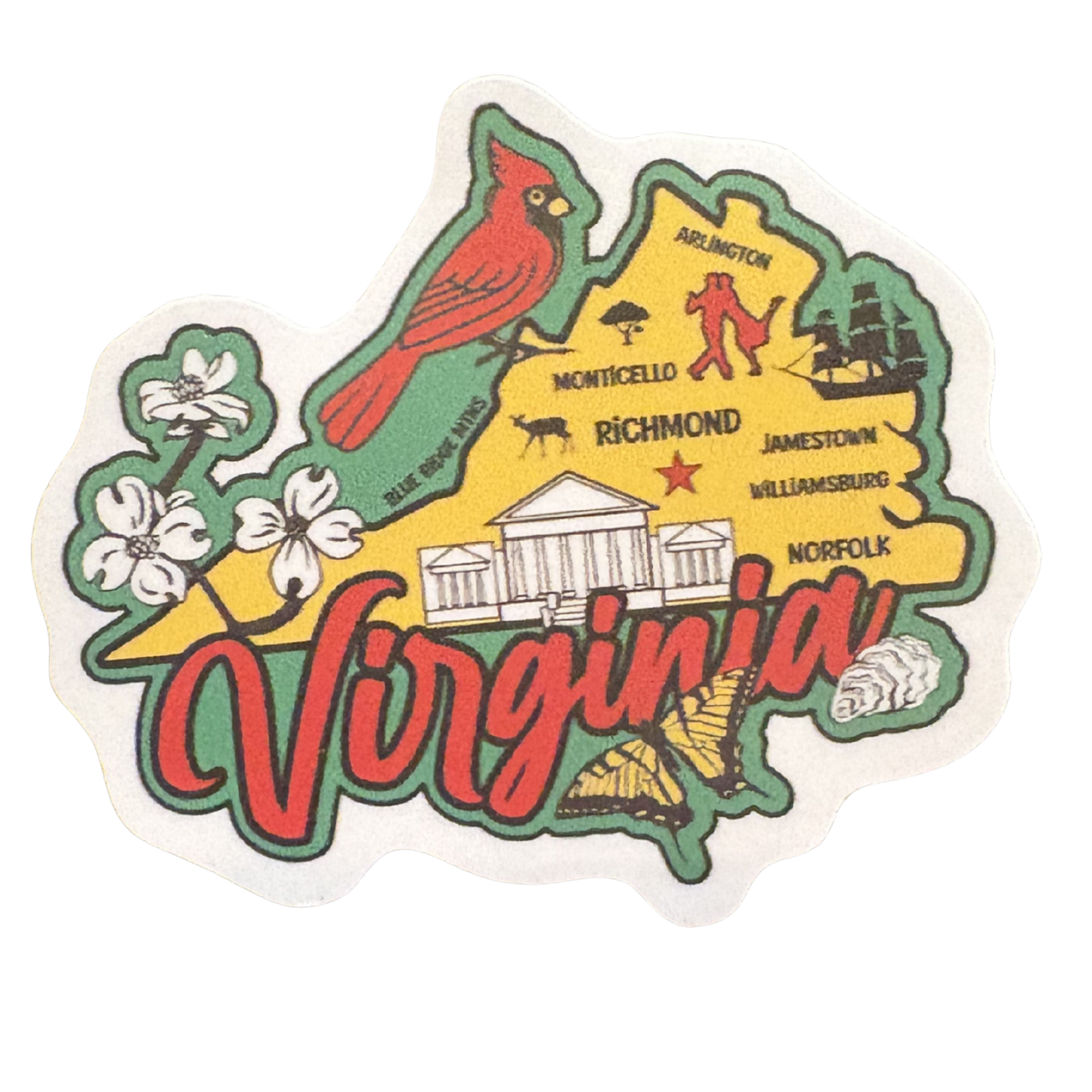 Virginia medal sticker by virtualrunevent featuring a colorful Virginia-themed design on a white background.