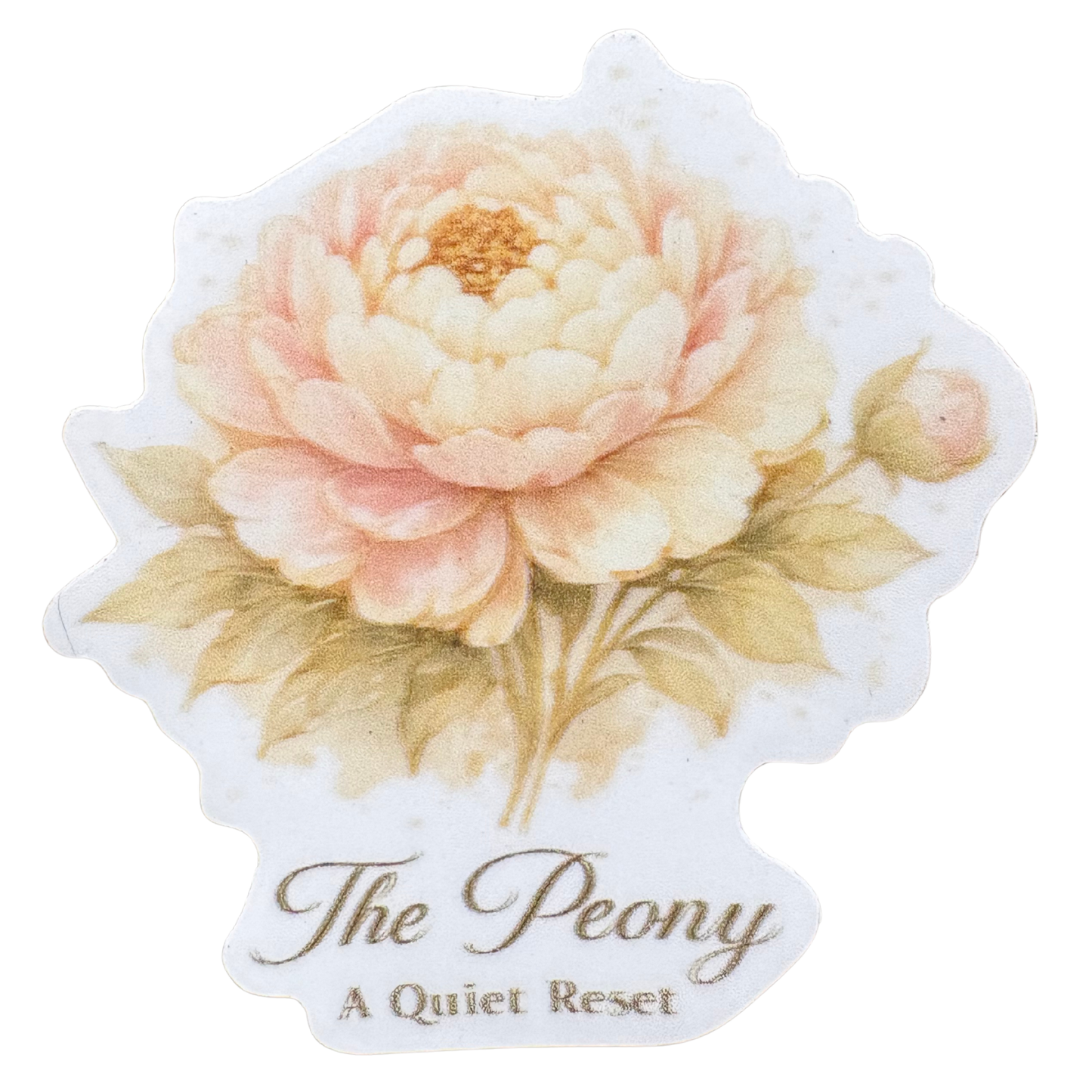 Medal sticker featuring a peony design, branded by virtualrunevent, with vibrant floral artwork on a circular medal shape.