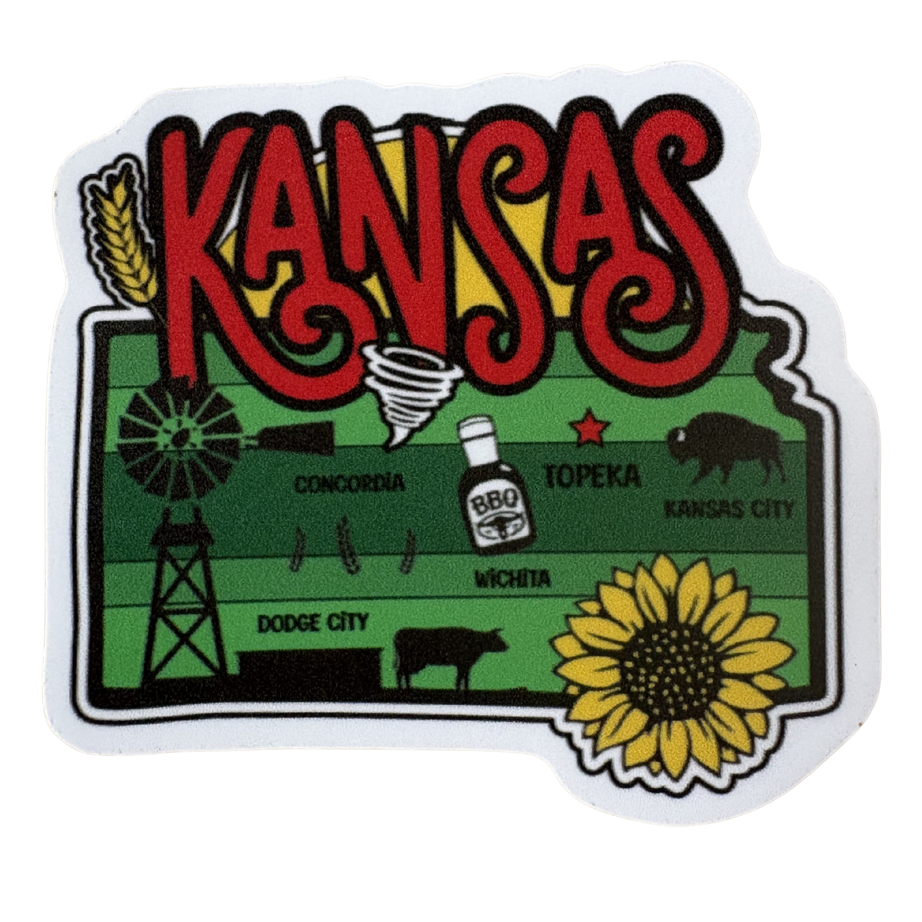Kansas medal sticker featuring the VirtualRuneEvent logo with vibrant colors and detailed design on a white background.
