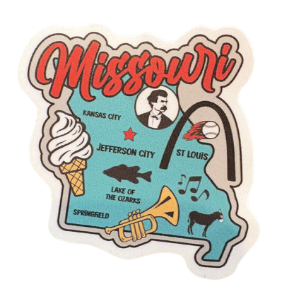 Missouri medal sticker from VirtualRuneVent featuring a colorful design and the state name, ideal for decorating or scrapbooking.