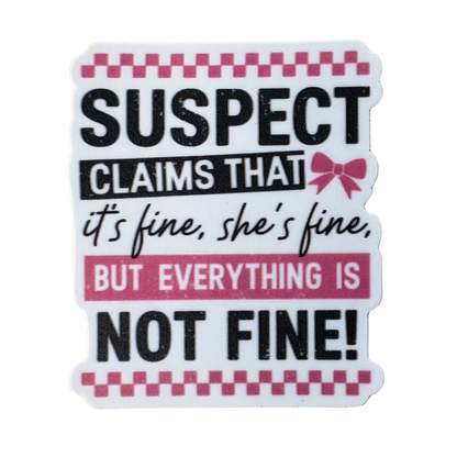 VirtualRuneEvent Suspect Not Fine medal sticker featuring a bold design with text indicating suspicion or concern.