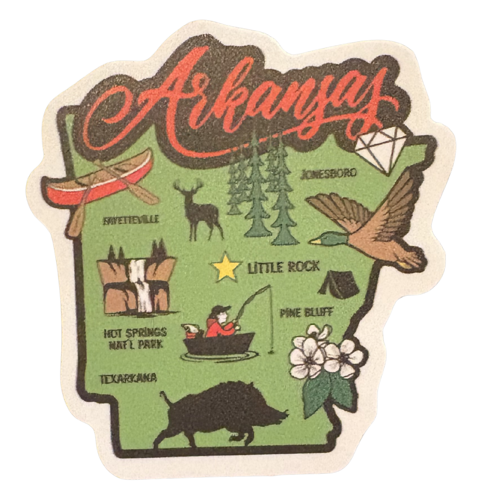 Arkansas medal sticker by virtualrunevent featuring a colorful design and the state outline of Arkansas.