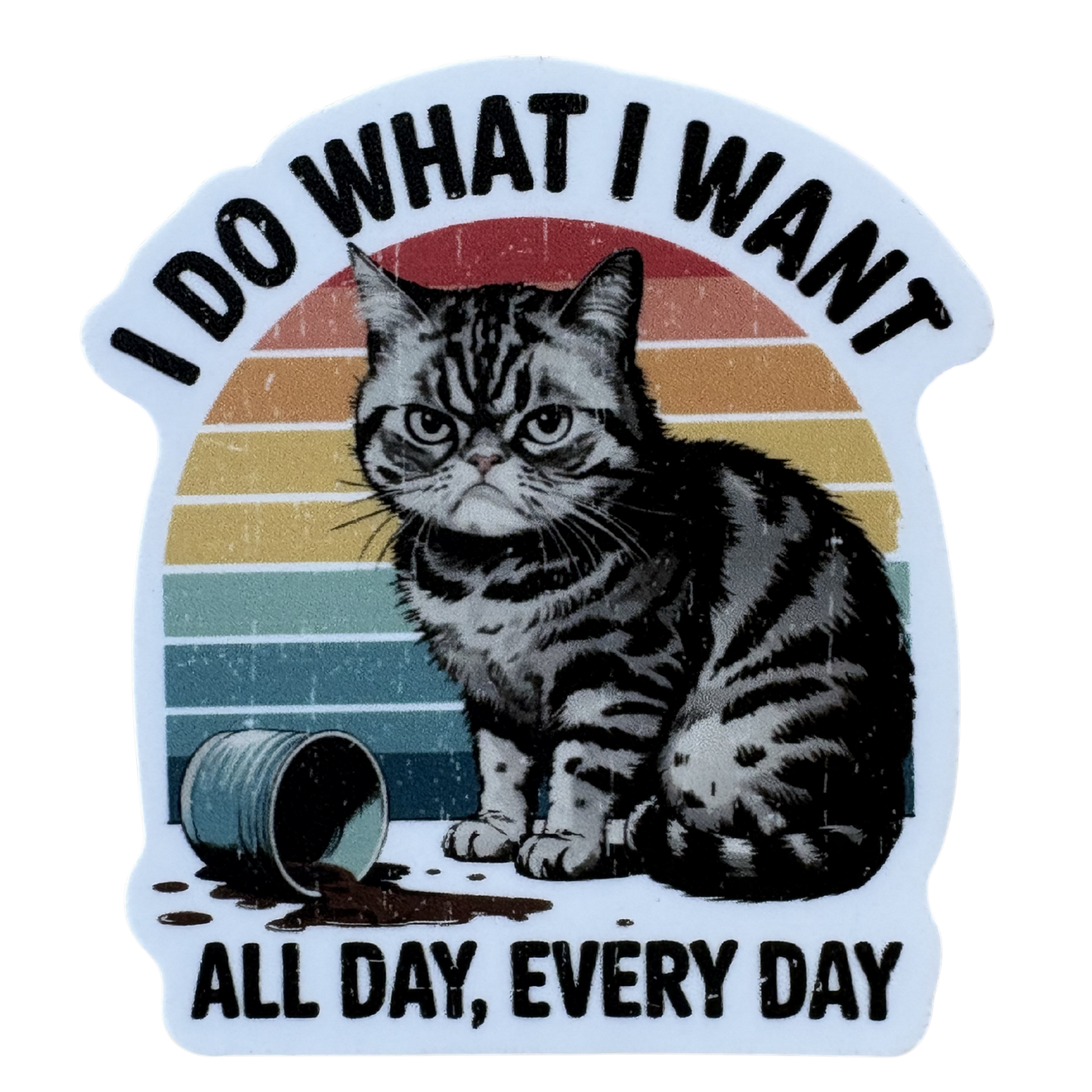 VirtualRuneVent Do What I Want sticker, colorful adhesive sticker with bold text, ideal for decorating notebooks and laptops.