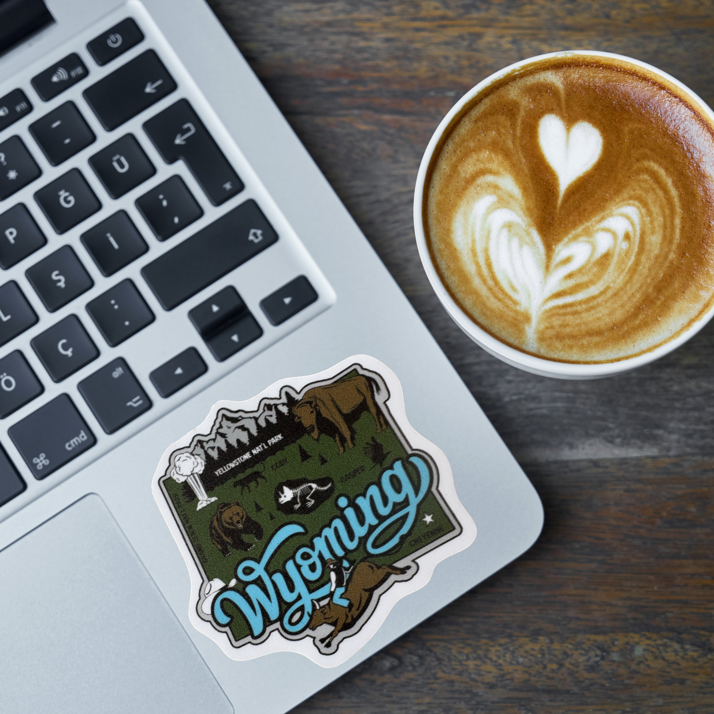 Wyoming medal sticker by virtualrunevent featuring a colorful design with the state outline and decorative elements.