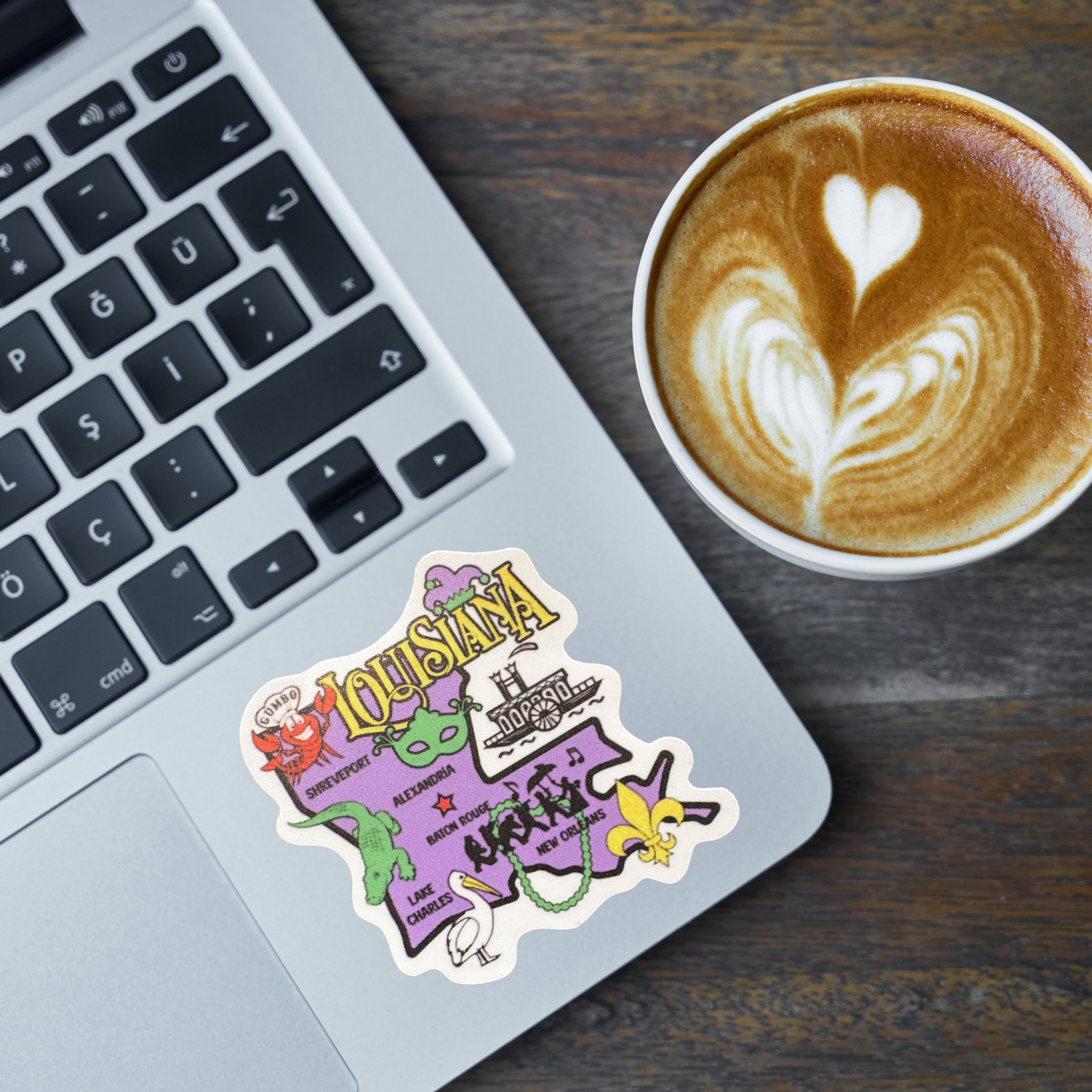 Louisiana-themed medal sticker from VirtualRuneEvent featuring a vibrant design with Louisiana symbols and colors.