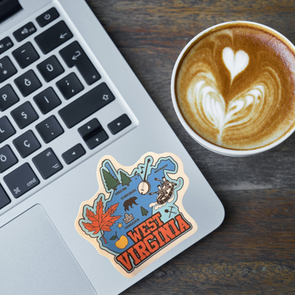 VirtualRuneEvent West Virginia medal sticker featuring a colorful state design and bold lettering.