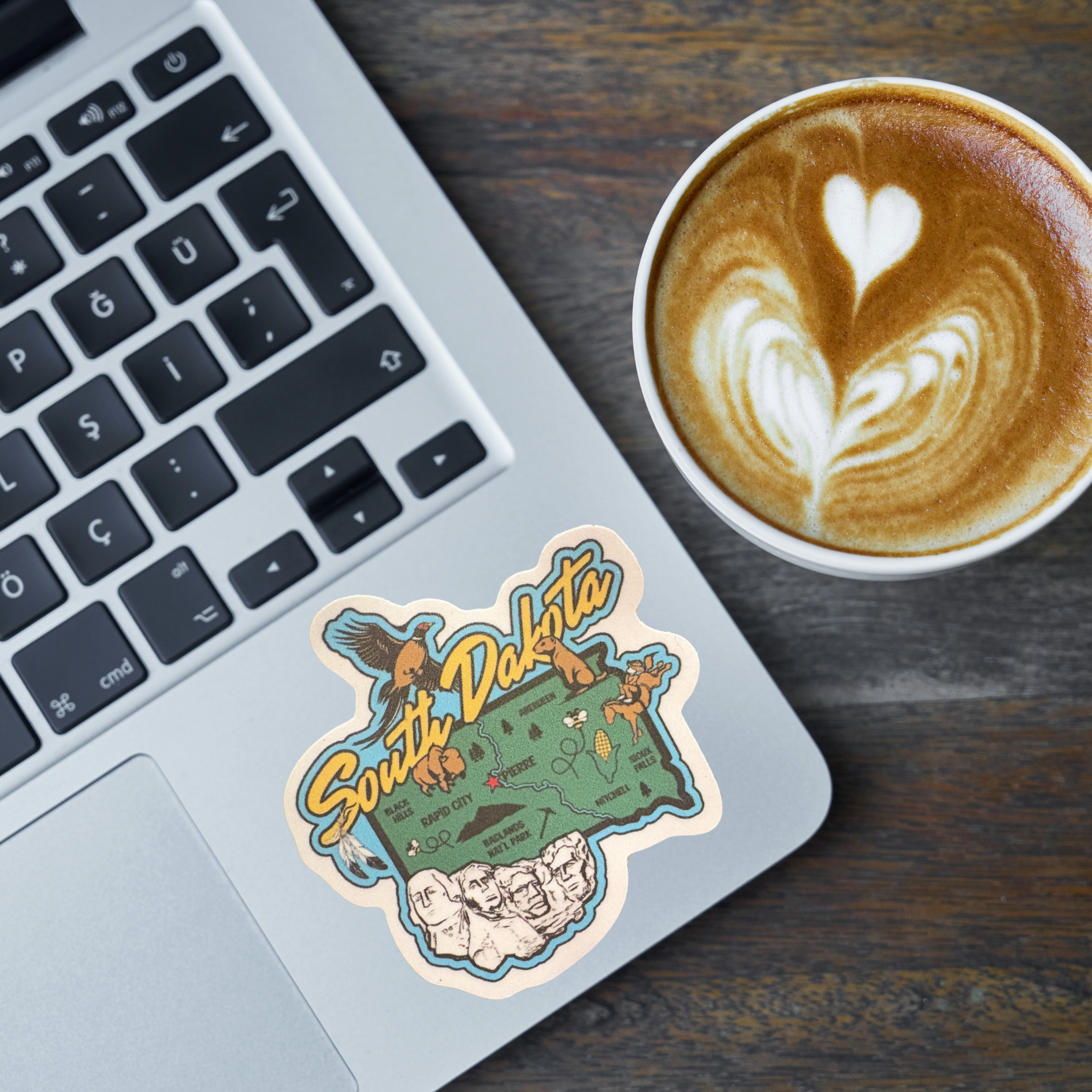 South Dakota medal sticker by virtualrunevent featuring a colorful state map and design, ideal for decorating or collectibles.