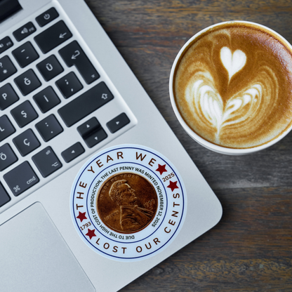 Lost Our Cents sticker by virtualrunevent featuring a playful design with coin imagery and humorous text.