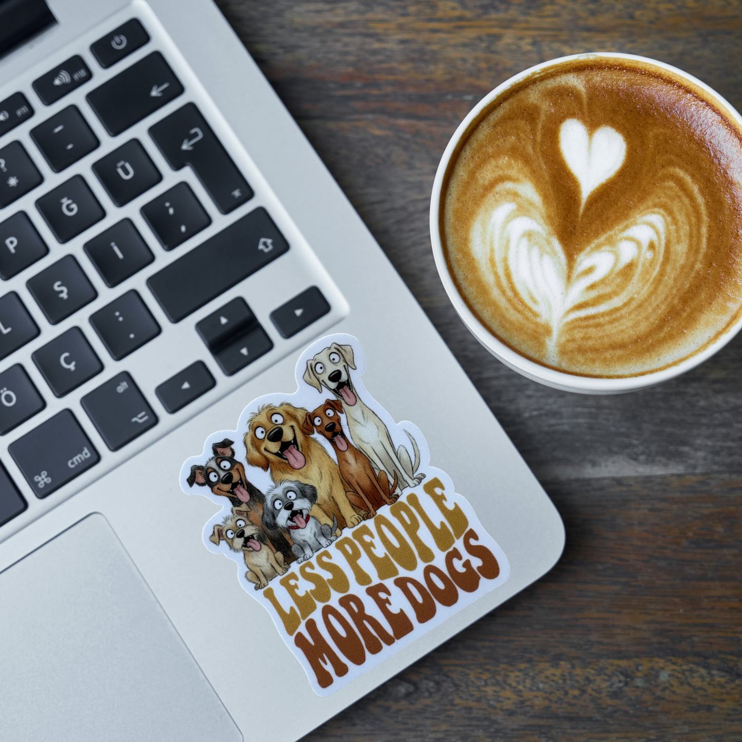 Set of three "More Dogs" stickers by virtualrunevent, featuring playful dog illustrations on a white background.