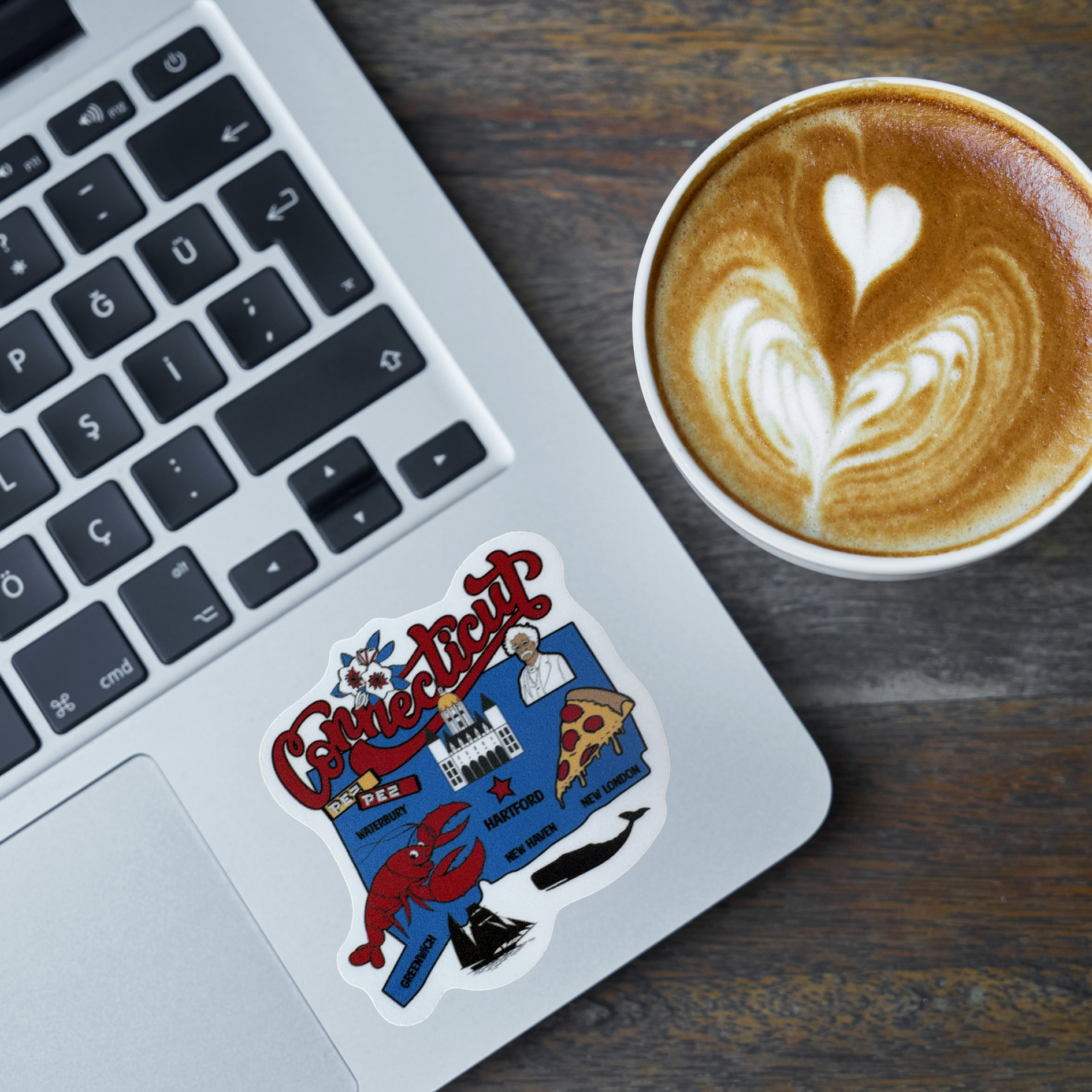 Connecticut medal sticker by virtualrunevent featuring a colorful design and bold text representing the state of Connecticut.