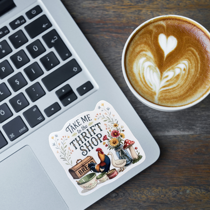 VirtualRuneVent Thrift Shop medal sticker featuring colorful design and bold text, ideal for decorating or collection.