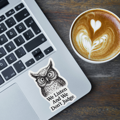 STICKER - We Listen and We Don't Judge - Owl - virtualrunevent