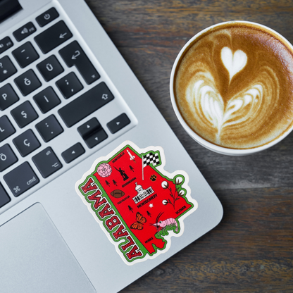 Alabama medal sticker with virtualrunevent branding, featuring a colorful design and the state name in bold lettering.