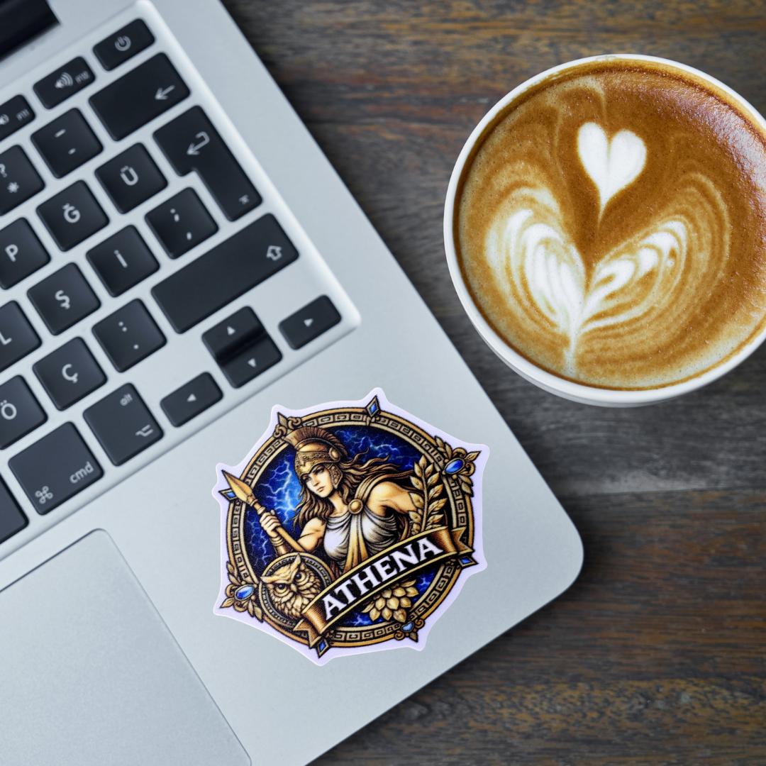 VirtualRuneEvent Athena medal sticker featuring a detailed design, ideal for decorating or customizing personal items.