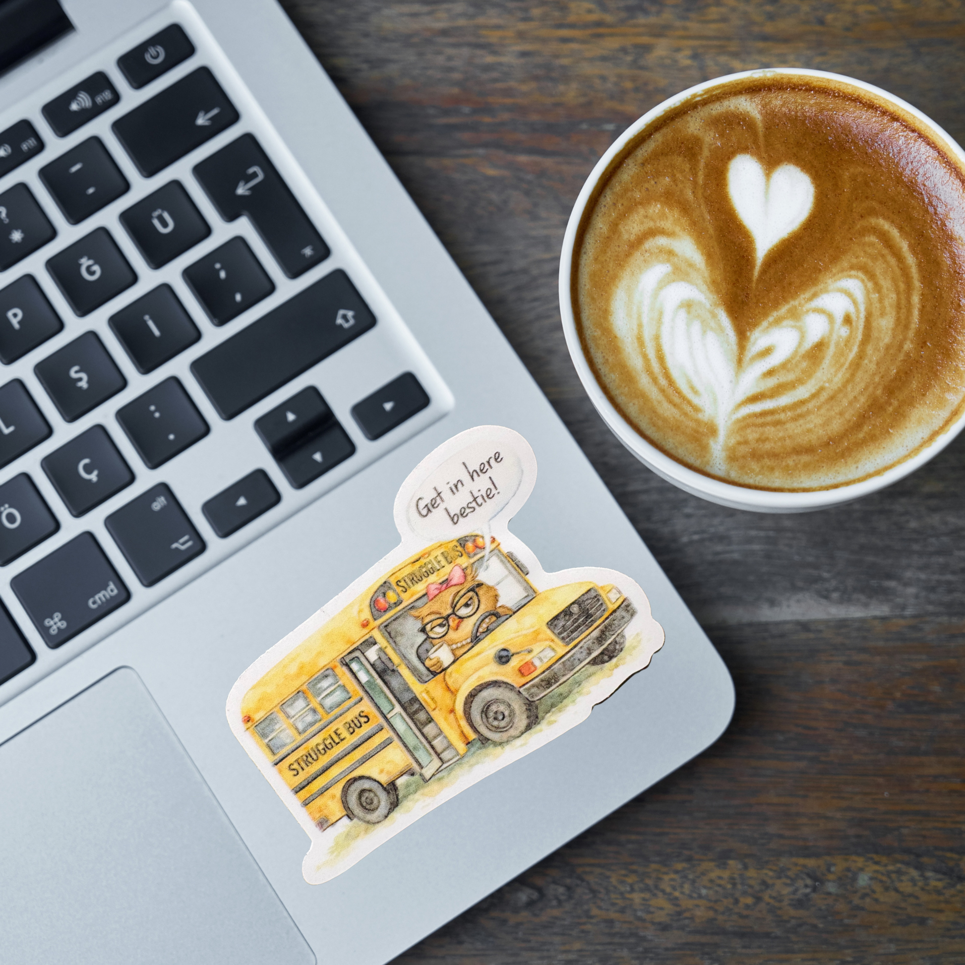 VirtualRuneEvent struggle bus medal sticker featuring a colorful design with the words "Struggle Bus" for celebrating effort and perseverance.