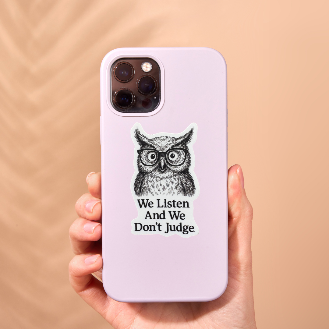 STICKER - We Listen and We Don't Judge - Owl - virtualrunevent