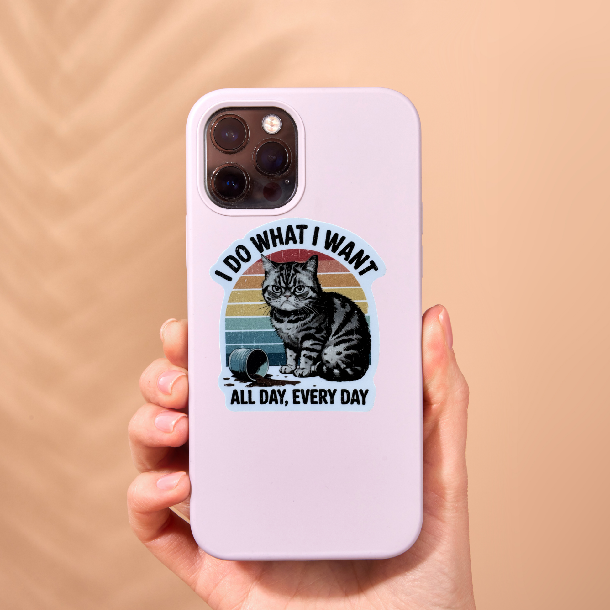 VirtualRuneVent Do What I Want sticker featuring bold lettering on a colorful background, perfect for decorating notebooks and laptops.