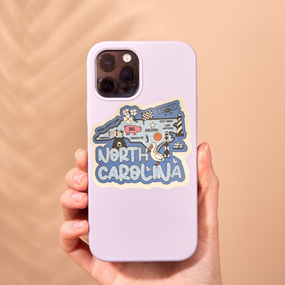 North Carolina medal sticker by VirtualRunEvent featuring a colorful design of North Carolina state outline and emblem.