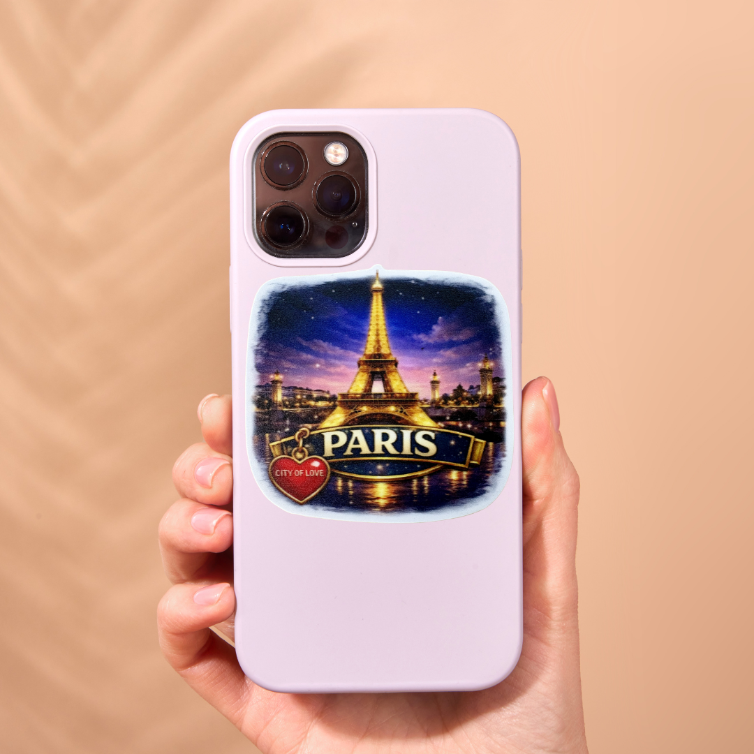 VirtualRuneEvent Paris City of Love medal sticker featuring a romantic Paris cityscape design on a colorful, decorative badge.
