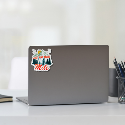 VirtualRunevent "Just One More Mile" sticker featuring bold text on a colorful background for motivational decor.