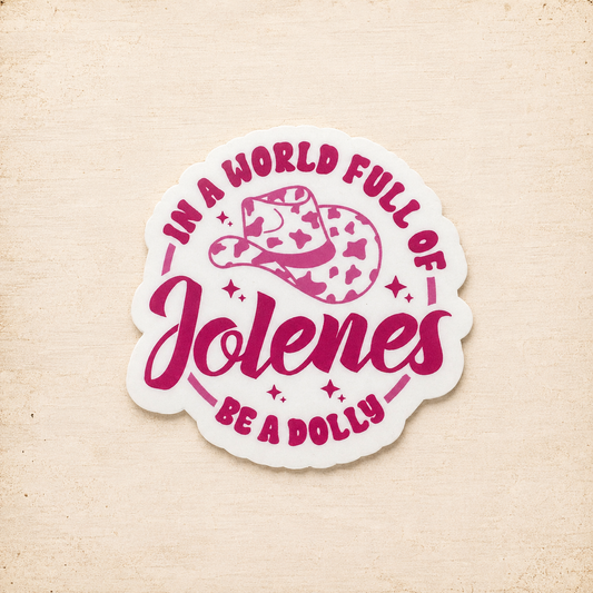 VirtualRuneEvent "Be a Dolly" medal sticker featuring a colorful design and bold text, perfect for awards or decorations.