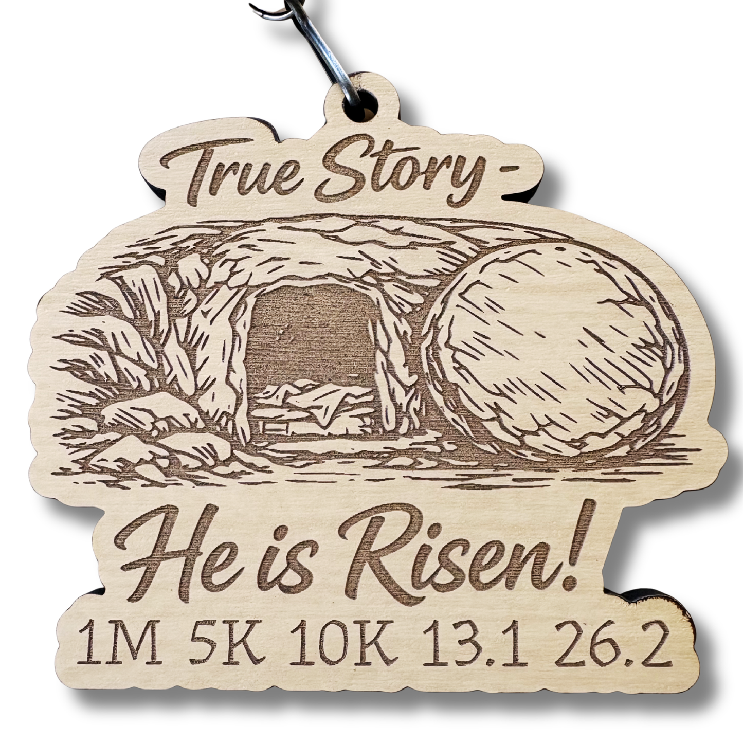 2026 He is Risen medal by virtualrunevent for 1M, 5K, 10K, 13.1, 26.2 races benefiting Easter Seals, featuring a religious design.