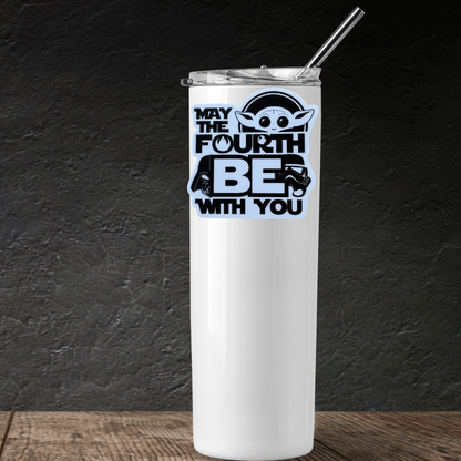 Star Wars-themed "May the 4th Be With You" sticker by virtualrunevent featuring bold text and galaxy-inspired design.