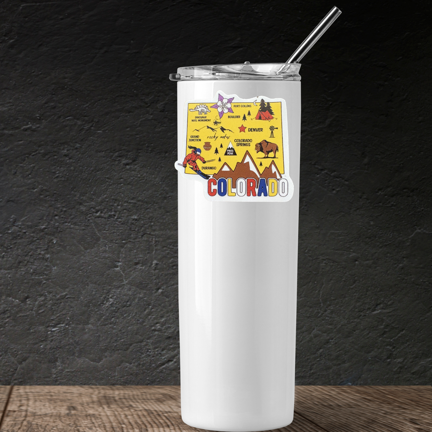 Colorado medal sticker from VirtualRunEvent featuring a colorful design with the state name and related graphics.