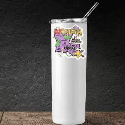 Louisiana-themed medal sticker from VirtualRunEvent featuring colorful design and Louisiana state outline.