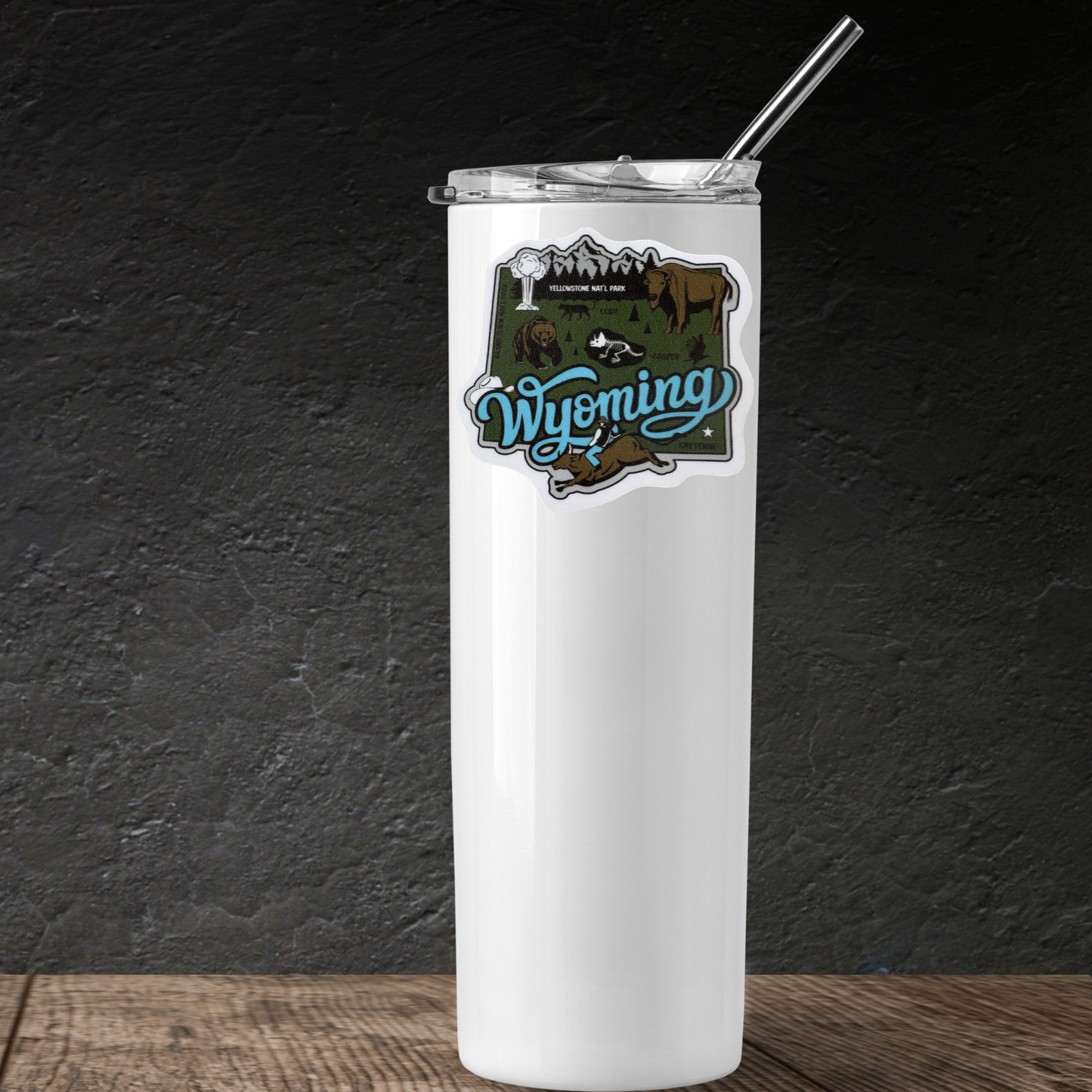 Wyoming medal sticker by virtualrunevent featuring a colorful design of Wyoming state with decorative details