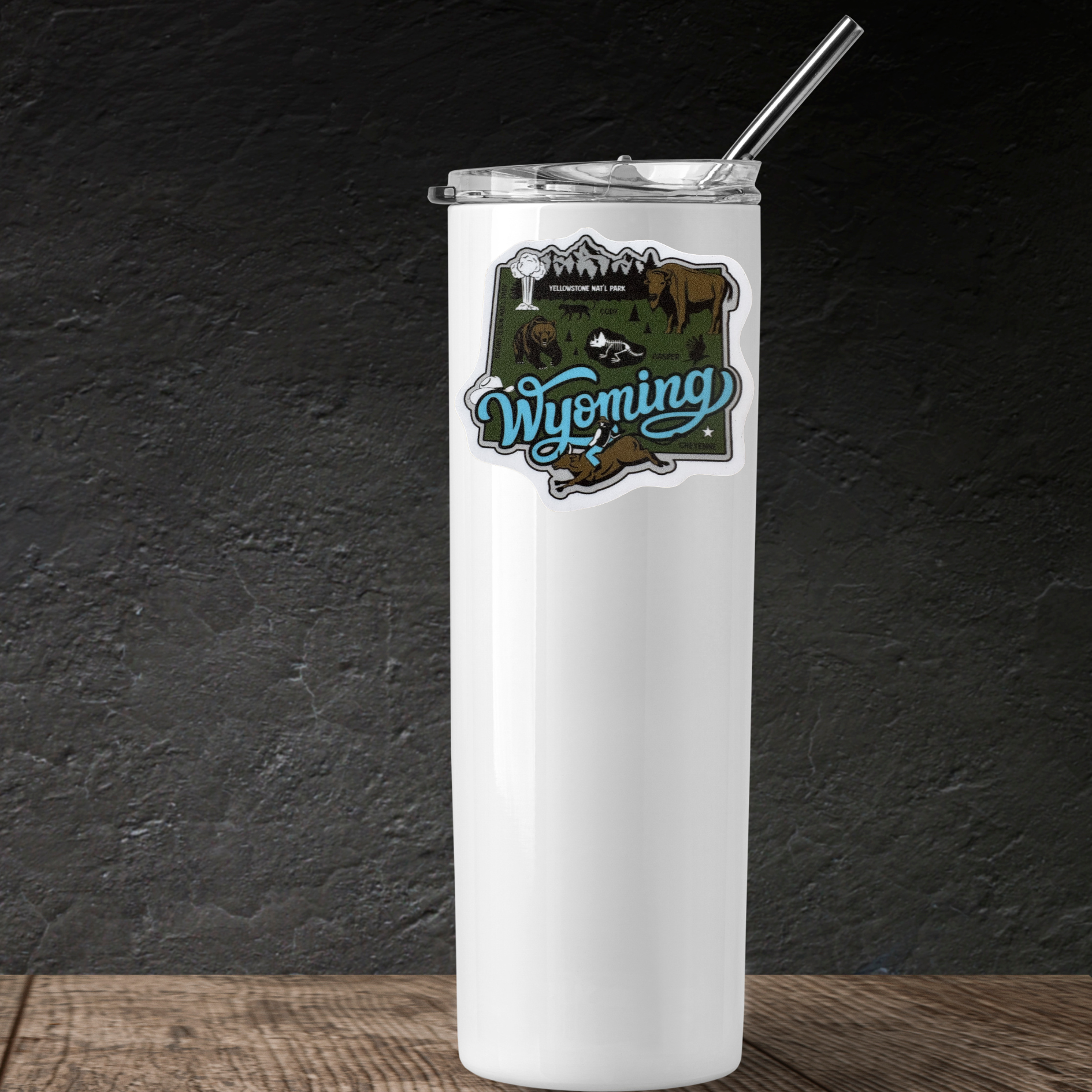 Wyoming medal sticker by virtualrunevent featuring a colorful design of Wyoming state with decorative details