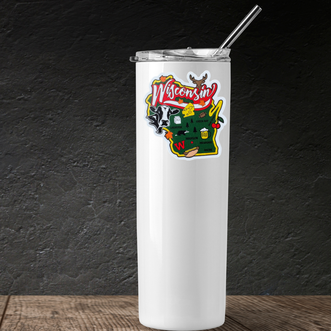 Wisconsin medal sticker by virtualrunevent featuring a colorful design with state outline and running themes.