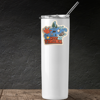 West Virginia medal sticker by virtualrunevent featuring a colorful design of the state outline and regional symbols.