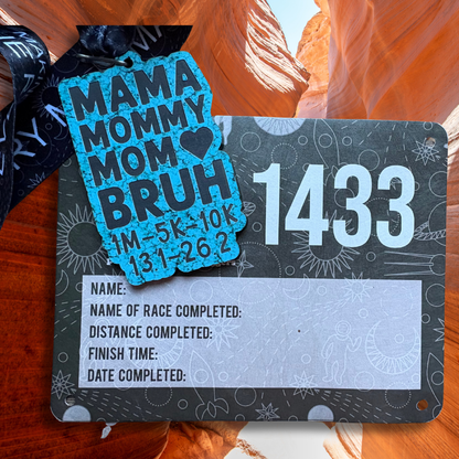 Virtualrunevent 2026 Mother's Day medal for 1M, 5K, 10K, 13.1, and 26.2 races, featuring a decorative design and event branding.