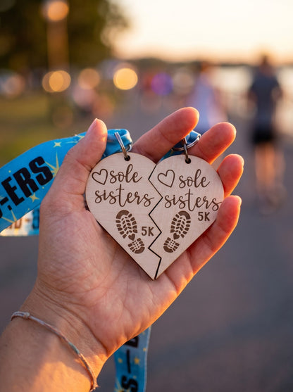 Sole Sisters 5K Virtual Race medal by virtualrunevent featuring a colorful design and engraved text, award for completing the race.
