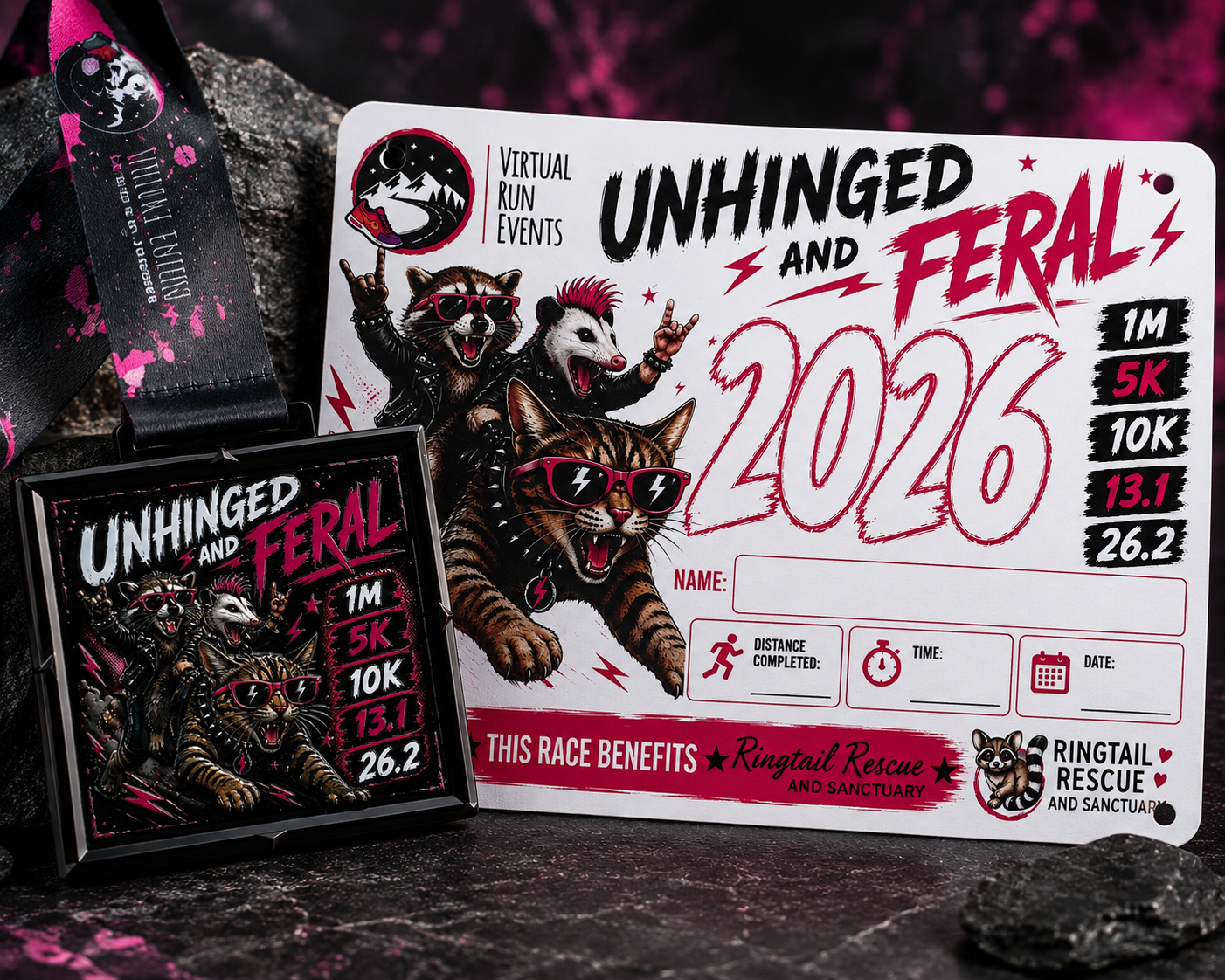 Unhinged and Feral Virtual Race – Raccoon 1M, 5K, 10K, 13.1 & 26.2