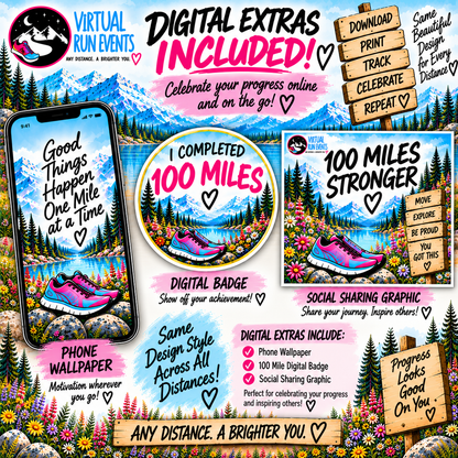 100 Mile Challenge Printable Running Tracker Bundle | 5K to 100 Mile Digital Download.