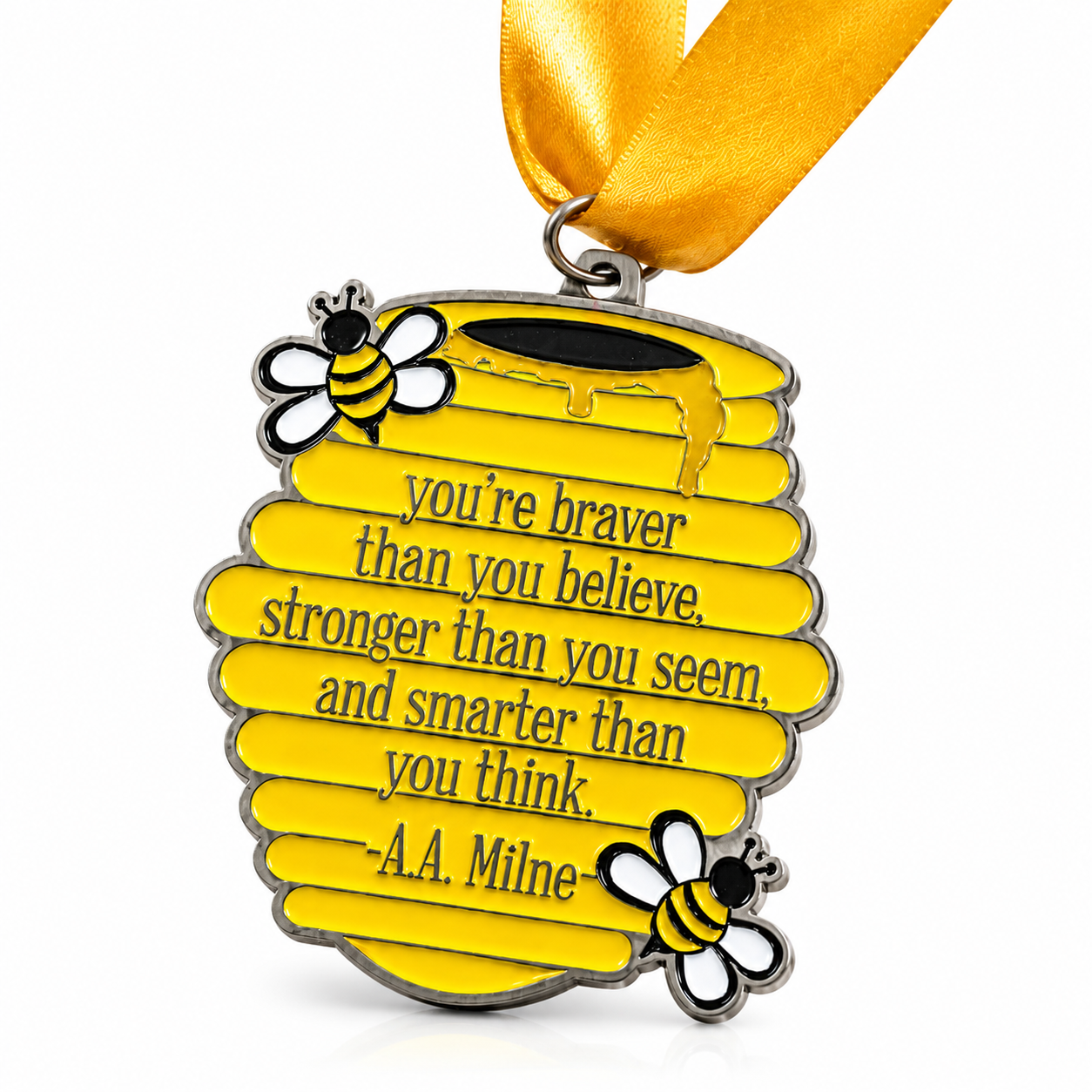Be Brave Virtual Race medal with engraved race distances, featuring vibrant colors and a motivational design.