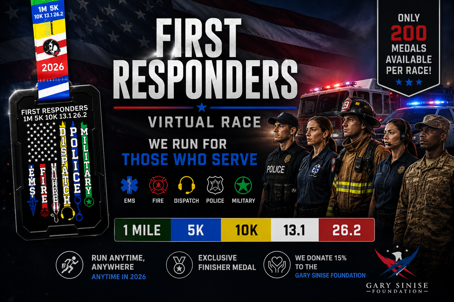 2026 First Responders 1M 5K 10K 13.1 26.2 Virtual Race