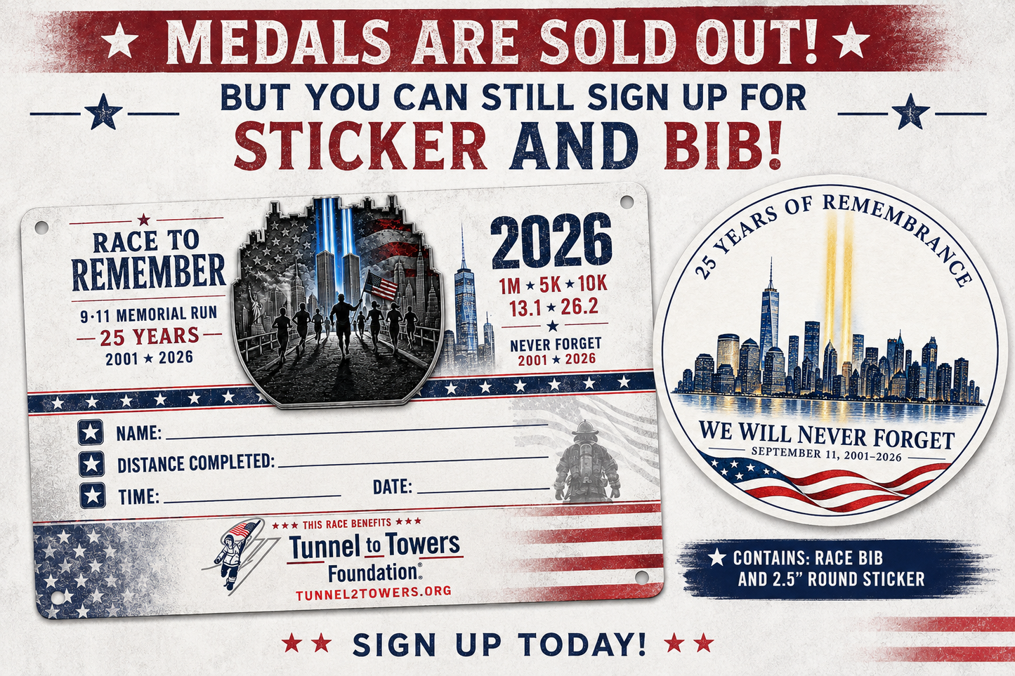 Race to Remember 9/11 Memorial Run | 1M 5K 10K 13.1 26.2 Virtual Race