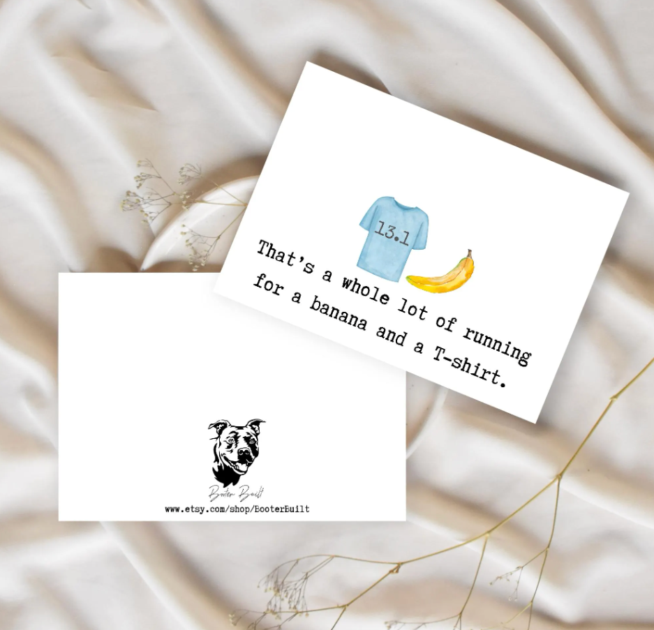 Funny Half Marathon Congratulations Card: Banana & T-Shirt