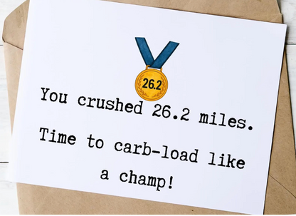 Funny Marathon Congratulations Card: Carb-Load Champ