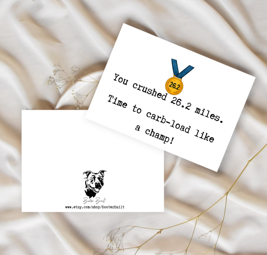 Funny Marathon Congratulations Card: Carb-Load Champ
