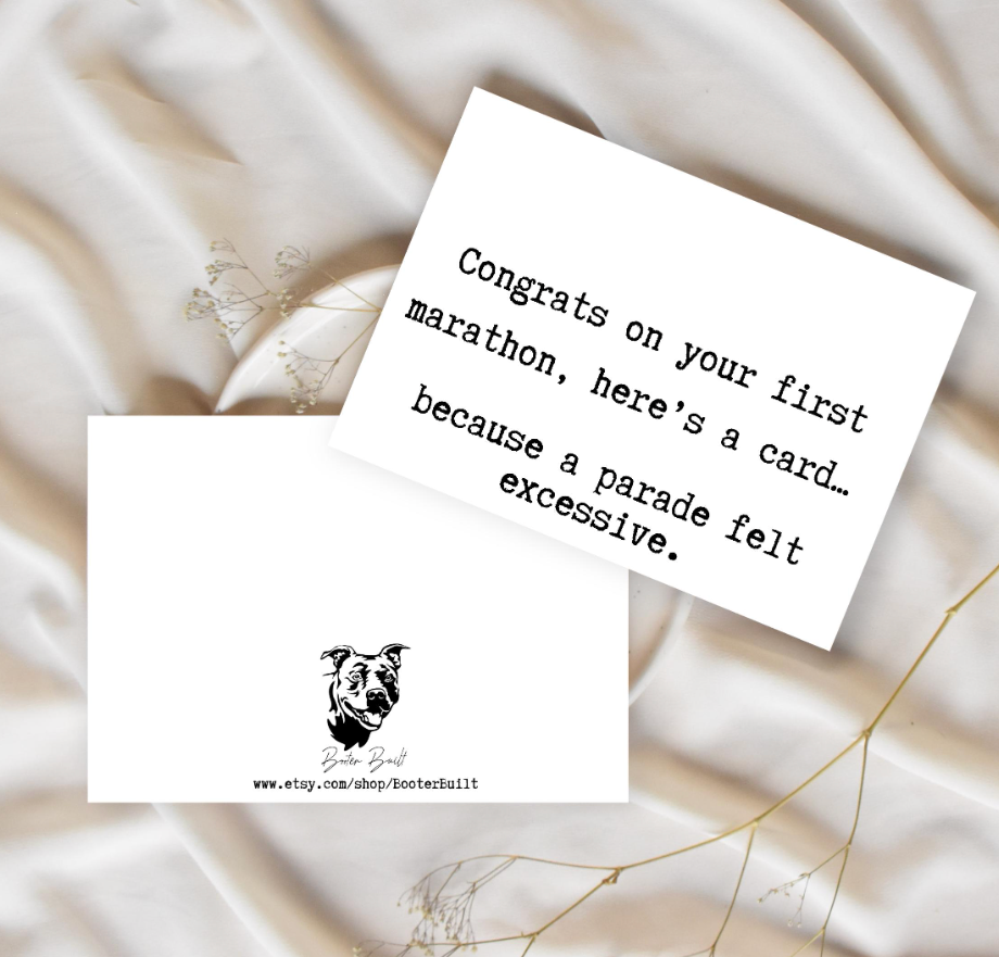 Funny Marathon Congratulations Card: First Marathon, Runner Gift, Parade