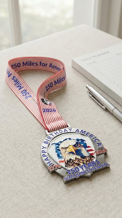 250 Miles for America's 250th Birthday Running, Walking, Swimming and Biking Challenge