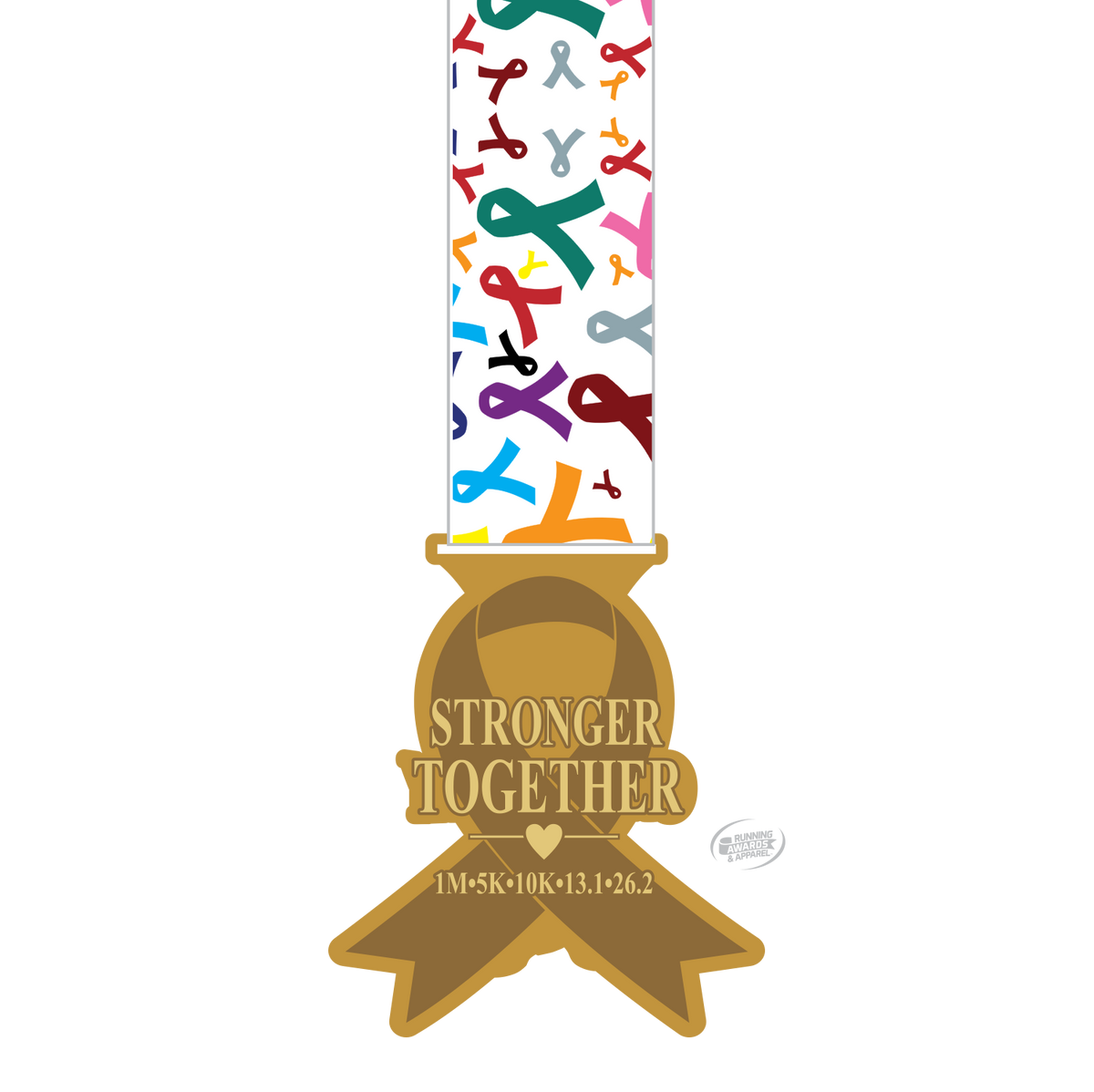 Virtualrunevent Cancer Awareness 5K-42K finisher medal for 2027 World Cancer Day Virtual Race, featuring a design honoring cancer awareness.