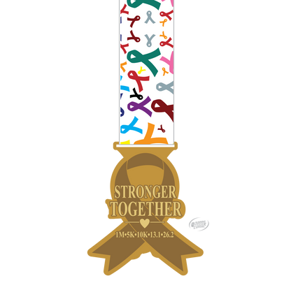 Virtualrunevent Cancer Awareness 5K-42K finisher medal for 2027 World Cancer Day Virtual Race, featuring a design honoring cancer awareness.