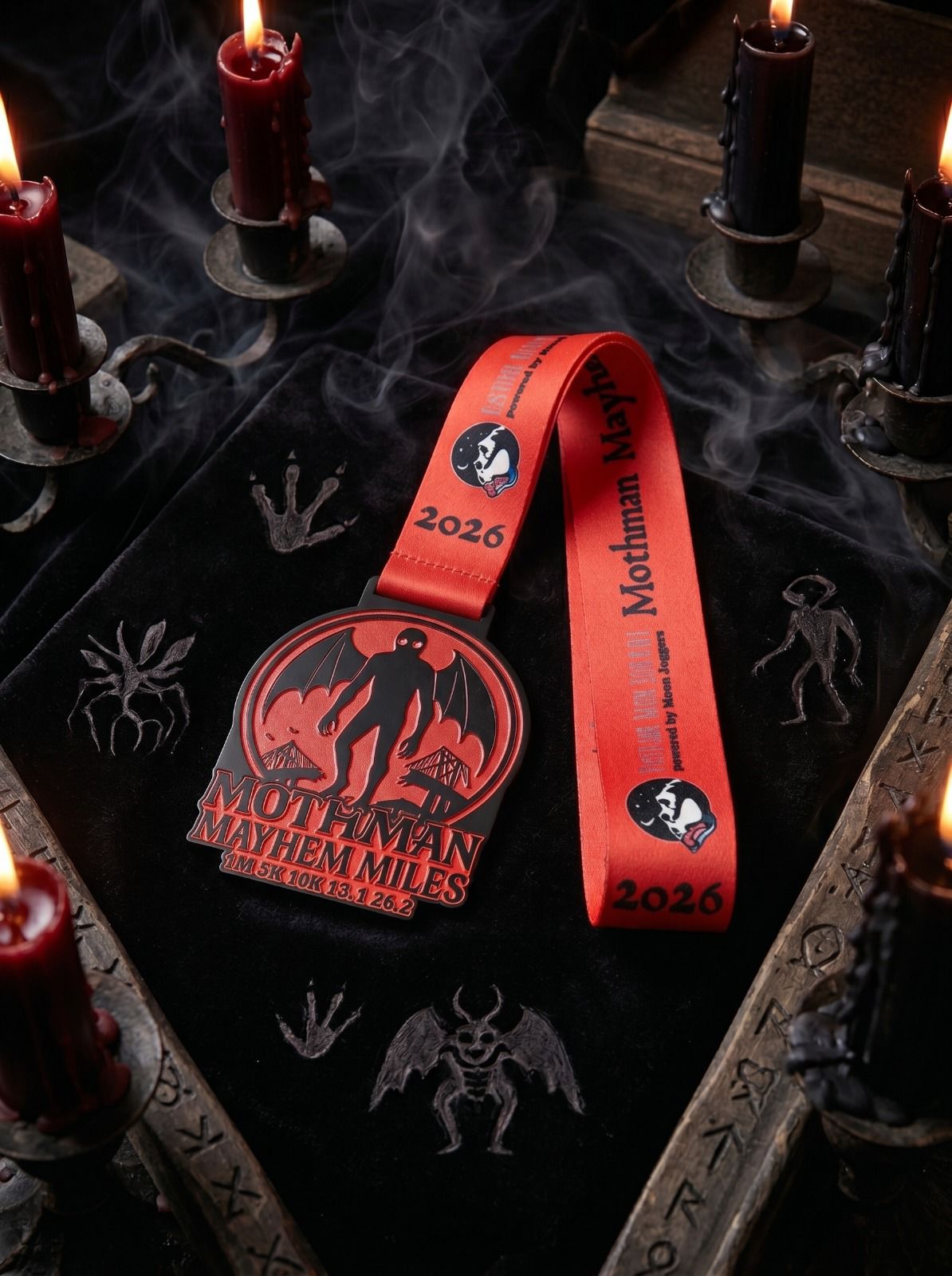 2026 Mothman Mayhem medal by virtualrunevent for 1M 5K 10K 13.1 and 26.2 races, benefiting The National Parks Foundation