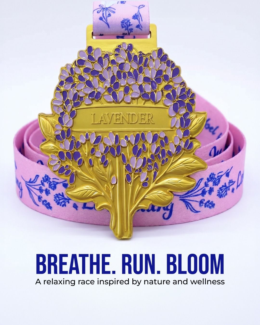 Lavender Race 2026 virtual collection artwork by virtualrunevent featuring lavender flowers and abstract design elements.