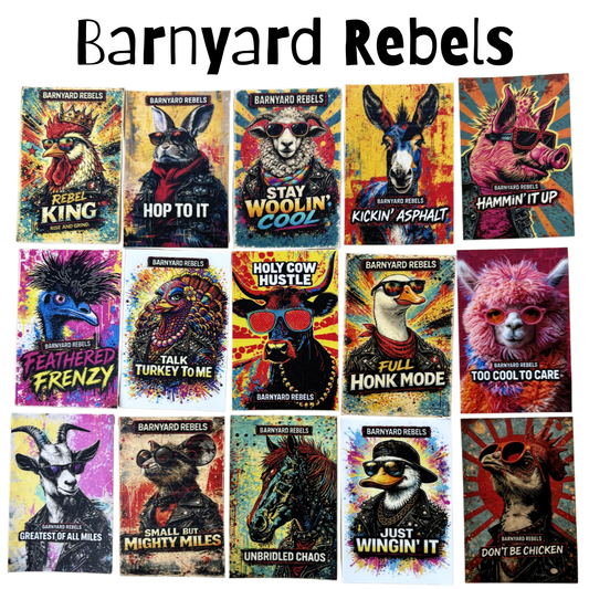 Barnyard Rebels Series medal by virtualrunevent featuring colorful barnyard animal designs on a circular metal badge.